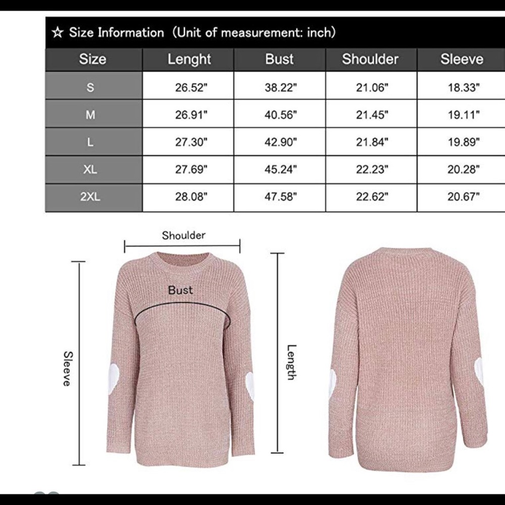 Camel color heart pattern long sleeve sweater - Picture 4 of 4
